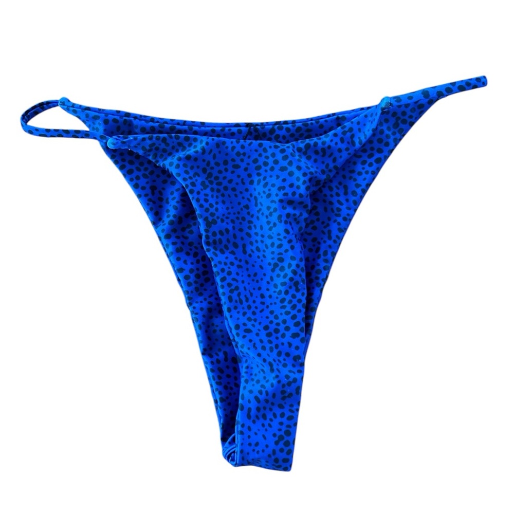 Blue black Dot high waisted Brazilian cut Bikini Bottom small